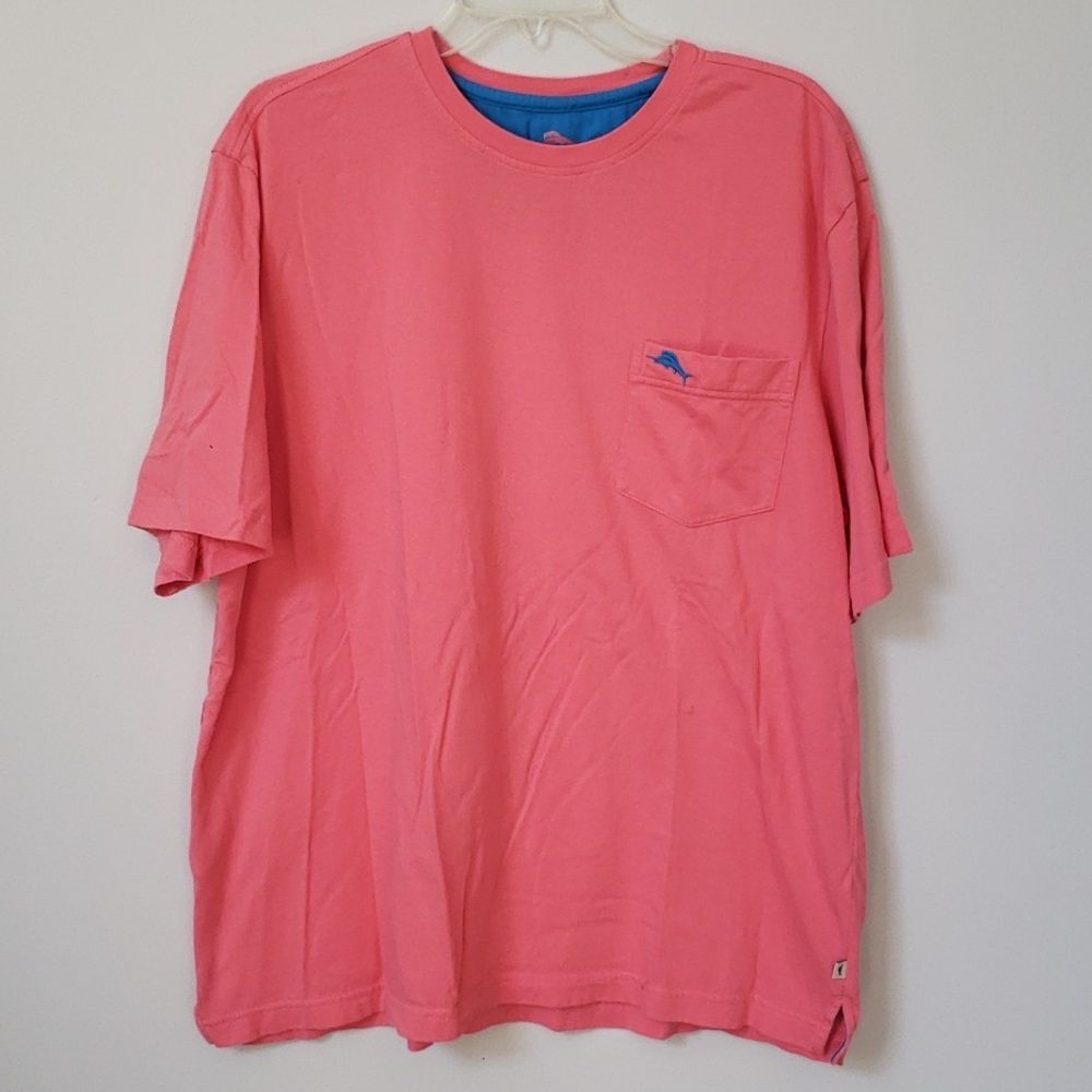 Tommy Bahama Pocket Tee Mens XL Flamingo Pink Fishing Outdoor Classic